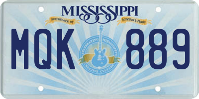 MS license plate MQK889