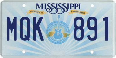 MS license plate MQK891