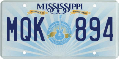 MS license plate MQK894