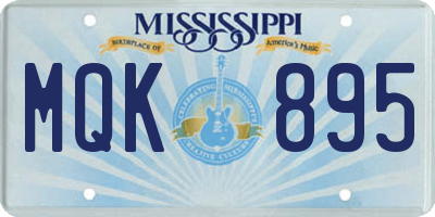 MS license plate MQK895