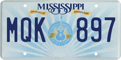 MS license plate MQK897