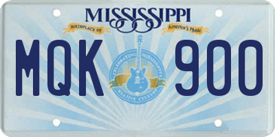 MS license plate MQK900