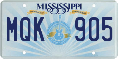 MS license plate MQK905