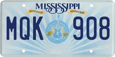 MS license plate MQK908