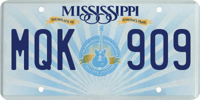 MS license plate MQK909
