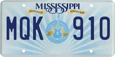 MS license plate MQK910