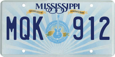 MS license plate MQK912