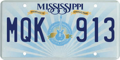 MS license plate MQK913