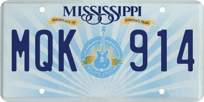 MS license plate MQK914