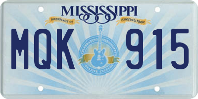 MS license plate MQK915