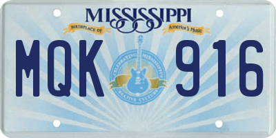 MS license plate MQK916