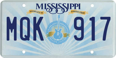 MS license plate MQK917