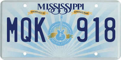 MS license plate MQK918