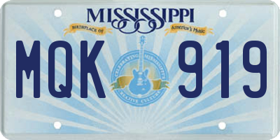MS license plate MQK919