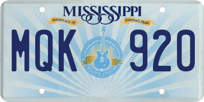MS license plate MQK920