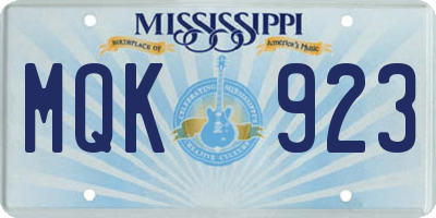 MS license plate MQK923