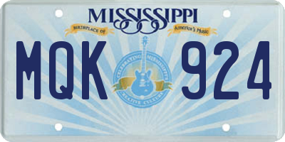 MS license plate MQK924