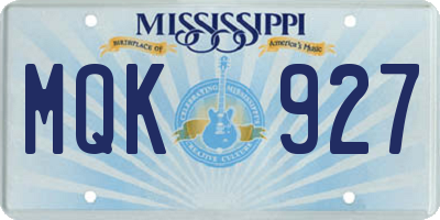 MS license plate MQK927