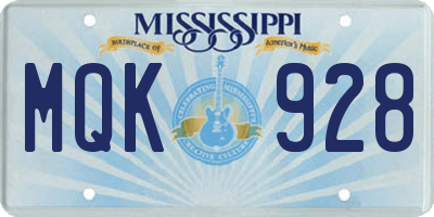 MS license plate MQK928