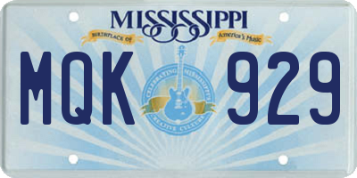 MS license plate MQK929