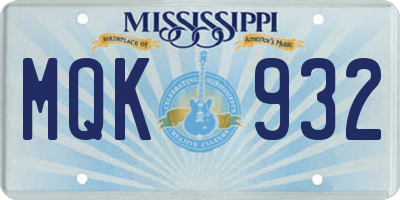 MS license plate MQK932