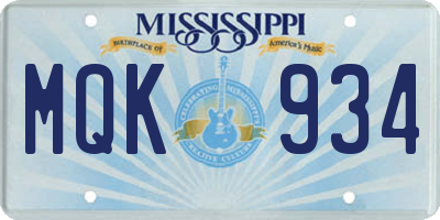 MS license plate MQK934