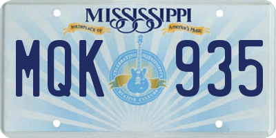 MS license plate MQK935