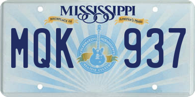 MS license plate MQK937