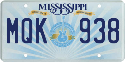 MS license plate MQK938