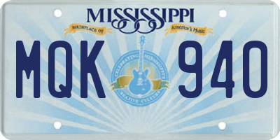 MS license plate MQK940