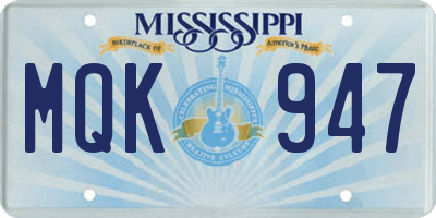 MS license plate MQK947