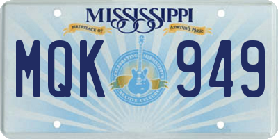MS license plate MQK949