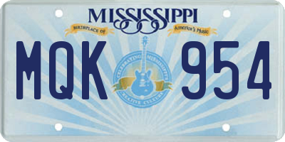 MS license plate MQK954
