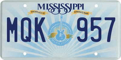 MS license plate MQK957