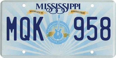MS license plate MQK958