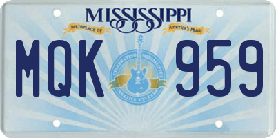 MS license plate MQK959