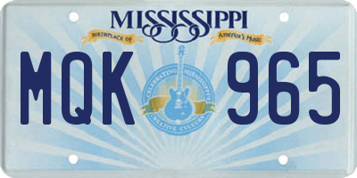 MS license plate MQK965