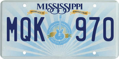 MS license plate MQK970