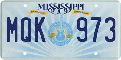 MS license plate MQK973