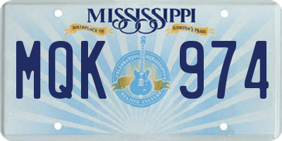 MS license plate MQK974