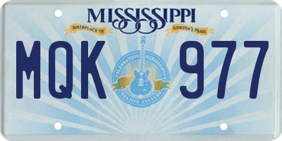 MS license plate MQK977