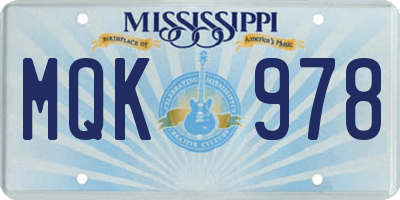 MS license plate MQK978