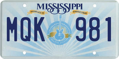MS license plate MQK981