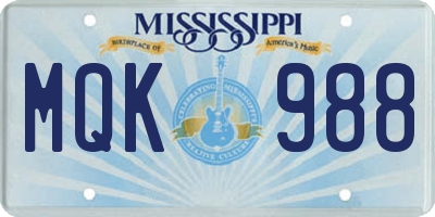 MS license plate MQK988