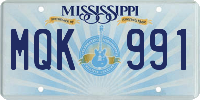MS license plate MQK991