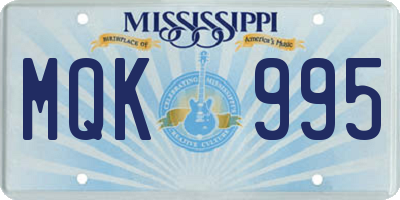 MS license plate MQK995