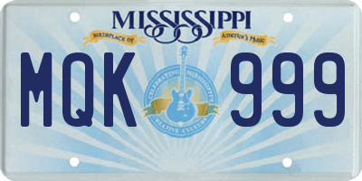 MS license plate MQK999