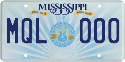 MS license plate MQL000