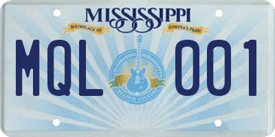 MS license plate MQL001