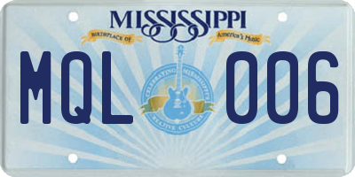 MS license plate MQL006